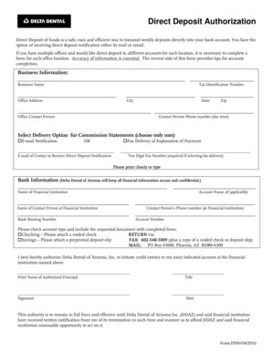 Fillable Online Broker Direct Deposit Authorization Form Delta Dental