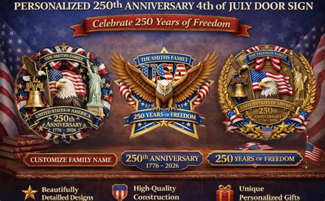 Nazenti Personalized 250th Anniversary 4th Of July Door
