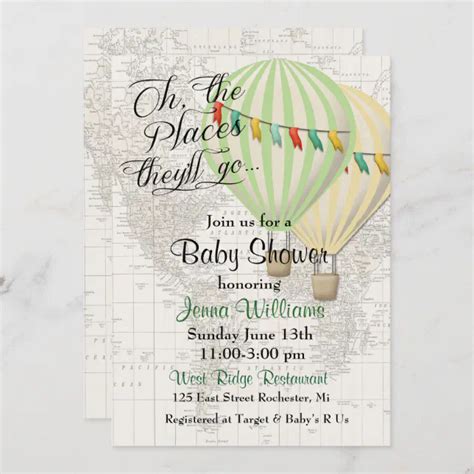 Baby Shower Twin Hot Air Balloon Invitation Zazzle