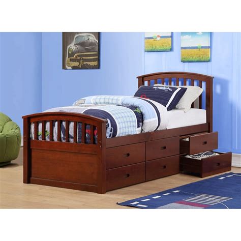 Twin Storage Bed - 6 Drawers, Cappuccino | DCG Stores