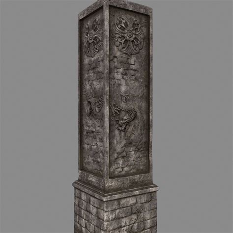 D Model Pillar Four Pillars Vr Ar Low Poly Cgtrader