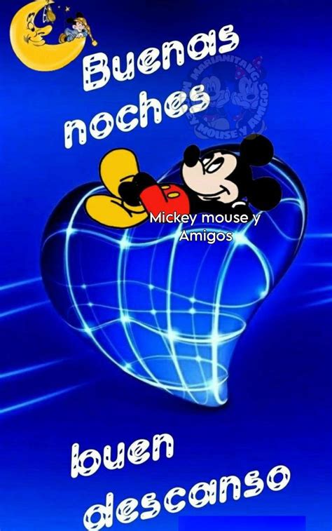 A Mickey Mouse Poster With The Words Buenas Noches