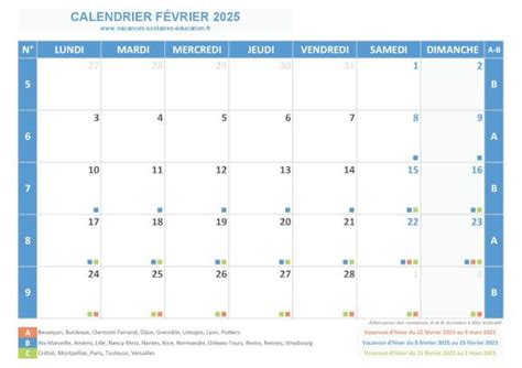 Calendrier Janvier 2025 à consulter télécharger et imprimer