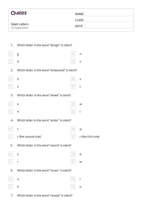 50+ Silent Letters worksheets on Quizizz | Free & Printable ...