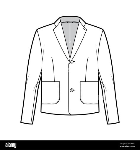 Blazer Jacket Suit Technical Fashion Illustration With Long Sleeves