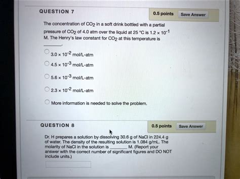 Solved Question 05 Points Save Answer The Concentration Of Co2 Soft