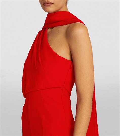 Womens Roland Mouret Red Crepe Cape Detail Jumpsuit Harrods UK