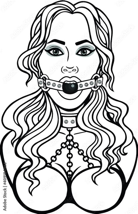 Animation Portrait Of The Beautiful Woman With A Ball Gag Template For