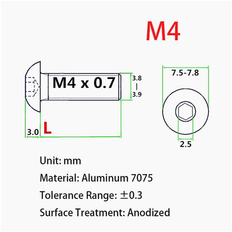 Vis Douille Hexagonale T Te Boutonn E En Alliage D Aluminium Boulons