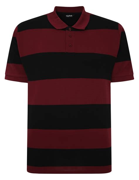 Bigdude Rugby Style Short Sleeve Polo Shirt Burgundyblack Tall Bigdude