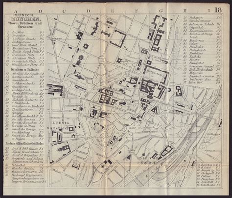 MUNICH MÜNCHEN MUNCHEN antique town plan city map Germany BRADSHAW 1893