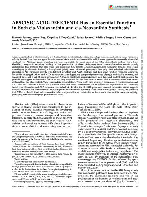 (PDF) ABSCISIC ACID-DEFICIENT4 Has an Essential Function in Both cis ...