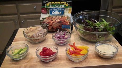 Tossed Green Salad With All Natural Chicken Breast Strips Recipe Youtube