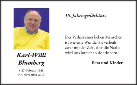 Traueranzeigen Von Karl Willi Blumberg Wirtrauern