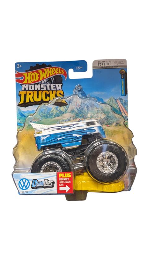 Hot Wheels Monster Trucks VW Drag Bus With Crushed Car Walmart