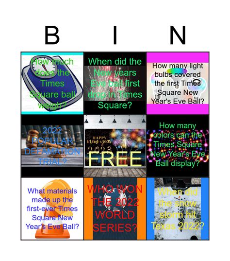 New Years Bingo Card