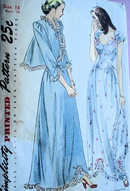 1940s Glamorous Nightgown And Bed Jacket Pattern SIMPLICITY 2222 Honeymoon Lingerie Gown
