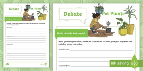 Pet Plant Debate Writing Frame Hecho Por Educadores