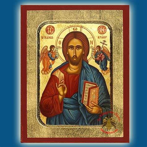 Christ The Pantokrator Blue Dress Holy Deisis Byzantine Wooden Icon On