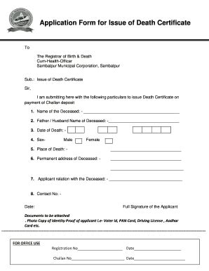 Death Certificate Application - Fill Online, Printable, Fillable, Blank ...