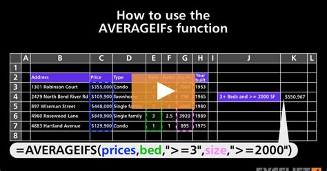 How To Use The Averageifs Function Video Exceljet