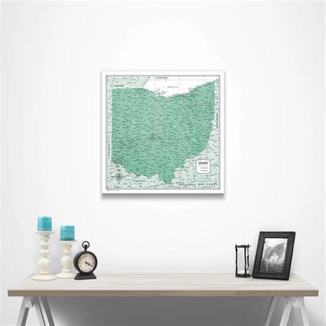 Ohio Map Poster - Green Color Splash - Conquest Maps LLC