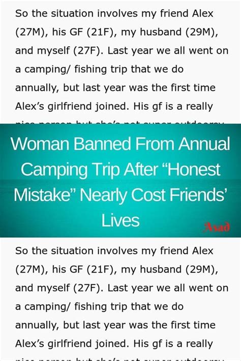 Woman Banned From Annual Camping Trip After Honest Mistake Nearly