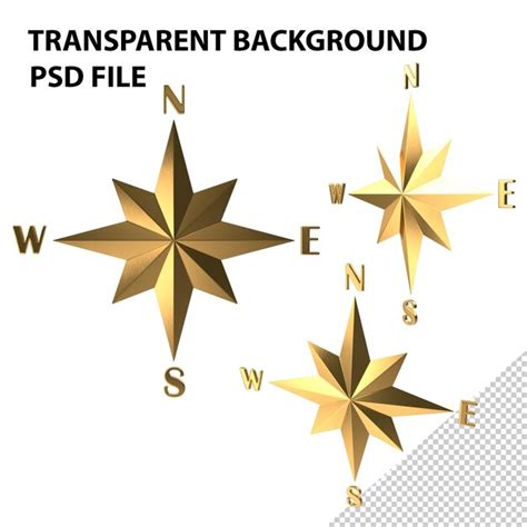 Premium Psd Gold Compass Star Png