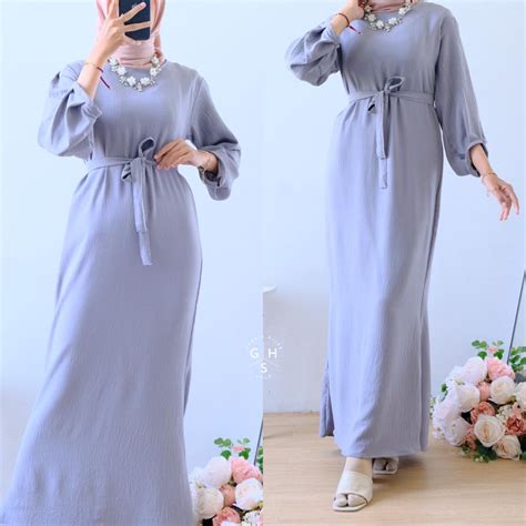 Jual Debora Gamis Mermaid Tali Maxi Dress Panjang Atasan Wanita Crincle