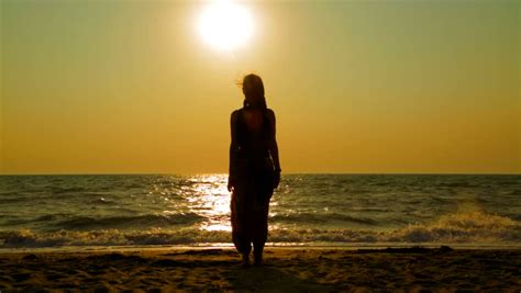 Woman On The Beach In Sunset Nude Silhouette Stock Footage Video 5919314 Shutterstock
