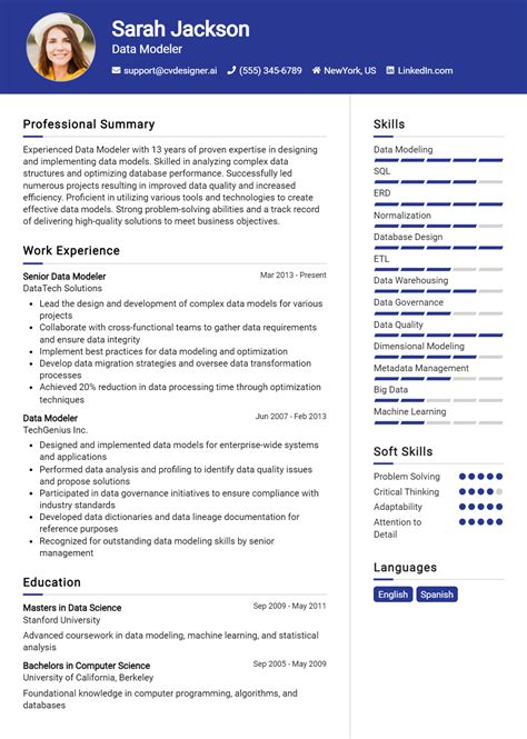 Data Modeler Resume Example For 2024 Downloadable Templates Cvdesignerai