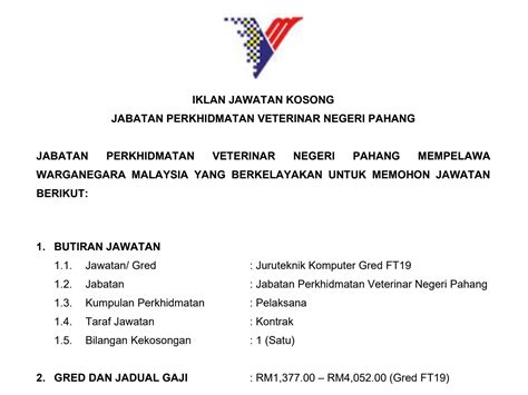 Iklan Jawatan Jabatan Perkhidmatan Veterinar Portal Kerja Kosong Graduan