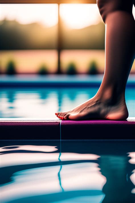 Lexica College Swimmer Babe S Legs On Display Beside The Pool Wide Shot Angle 8k