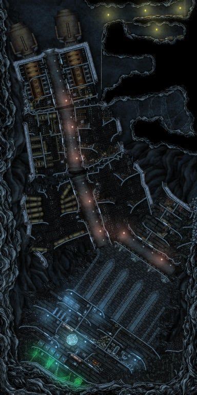 Ancient Crashed Spaceship Husk Sidescroller Style Battlemap 40x80