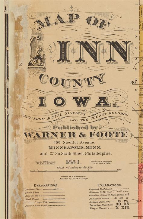 1881 Farm Line Map Of Linn County Iowa Etsy