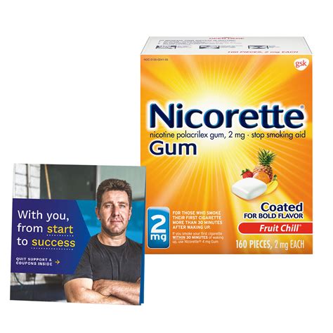 Nicorette 2 Mg Nicotine Gum To Help Stop Smoking Fruit Chill Flavored