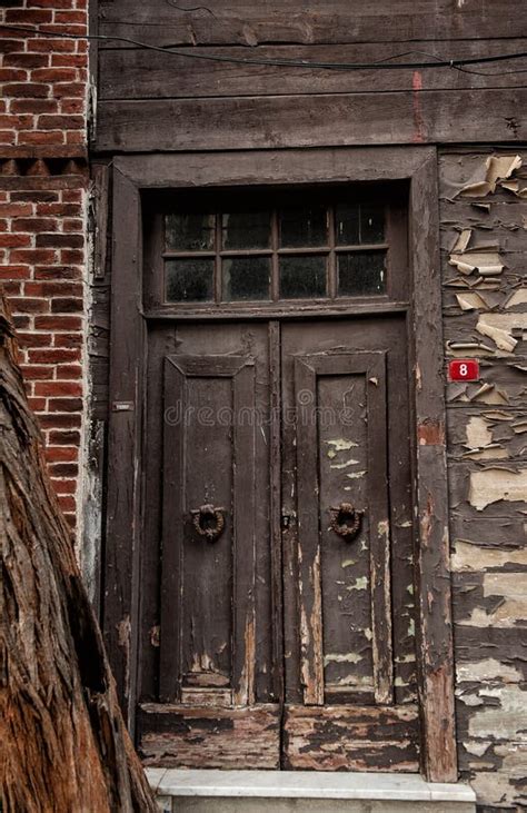 Old Vintage Wooden Door With Cracked Paint Stock Photo Image Of Door