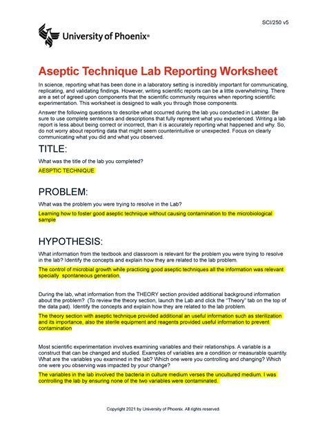 Aseptic Technique Lab Report Caroline Walker