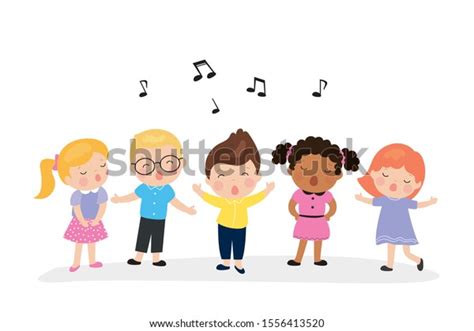 Five Various Cute Kids Sing Song Stock Vector Royalty Free 1556413520