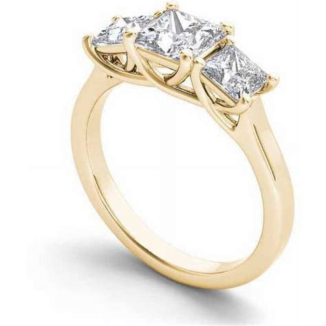 2 Carat T W Princess Cut Diamond Three Stone 14kt Yellow Gold