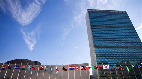 United Nations Building With Flags Stock Photo Download Image Now