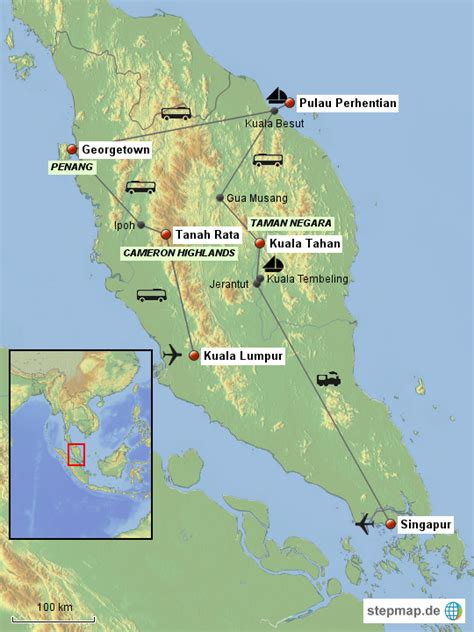 Stepmap Malaysia Singapur Landkarte F R Asien