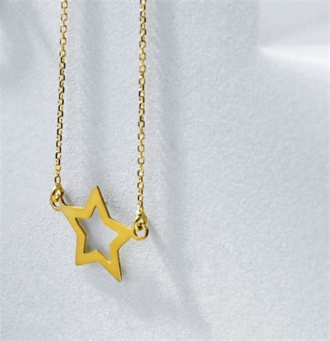 Collar Estrella Calada Oro Amarillo Cm Mery Satt Joyas