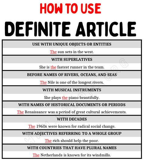 10 Rules Of Definite Article With Examples Engdic