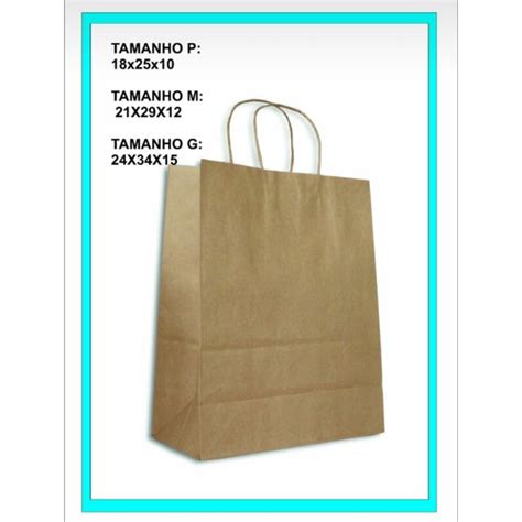 Unid Sacolas Kraft Tamanhos P M E G Shopee Brasil