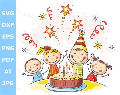 Kids Clipart Birthday Clipart. Happy Kids at the Birthday - Etsy