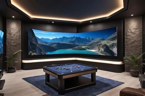 Premium Photo | A gaming room with a wallmounted TV for a dualscreen ...