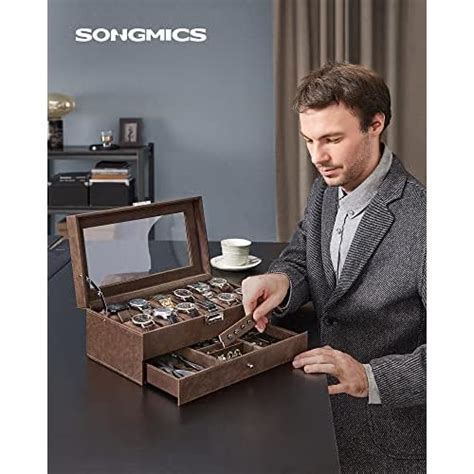 Songmics Uhrenbox Mit F Chern Uhrenkasten Mit