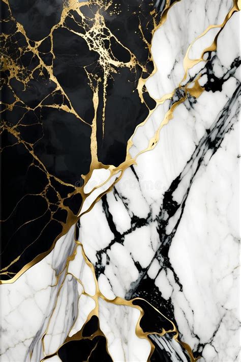 Luxury Black And Gold Marble Texture Background With Gold Veins Stock