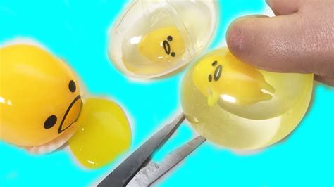 Gudetama Slime Squishy Squeeze Toy Cutting Open Fake Gudetama Youtube